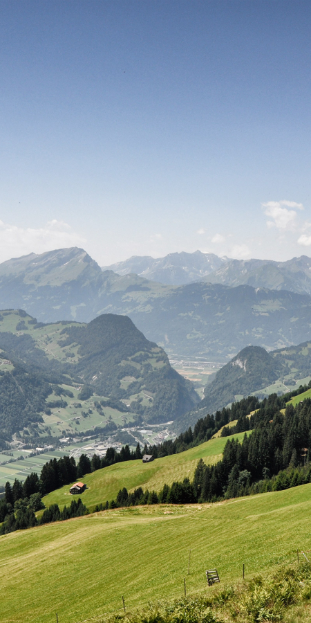 Blick vom Fanaserberg ins Bündner Rheintal